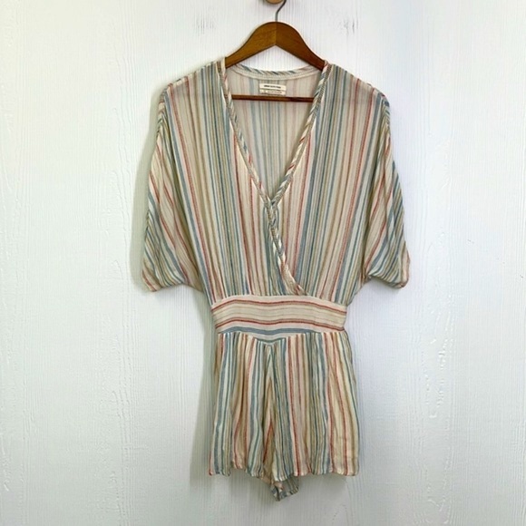 Urban Outfitters - Moonstruck Surplus Short Deep V Neck Romper Size Small - Picture 3 of 12